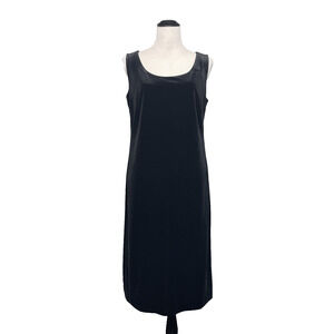 90s Vtg Metaphor Black Velvet Sheath Dress Large Slv-less Midi Minimalist Witchy